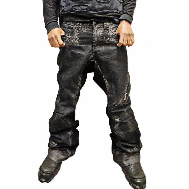 Black denim waxed
