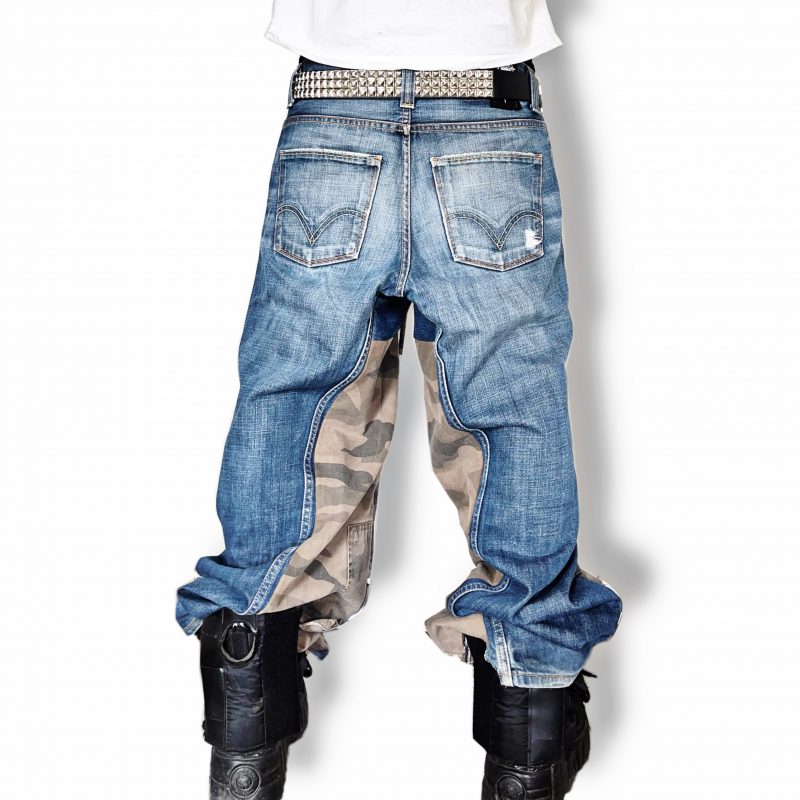 Blue denim mixed grey cargo – Image 3