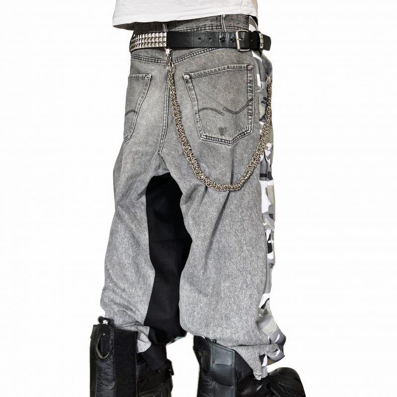 Grey camo pants mixed denim – Image 3