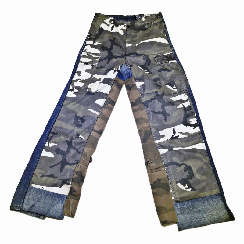 Blue denim mixed grey cargo – Image 4