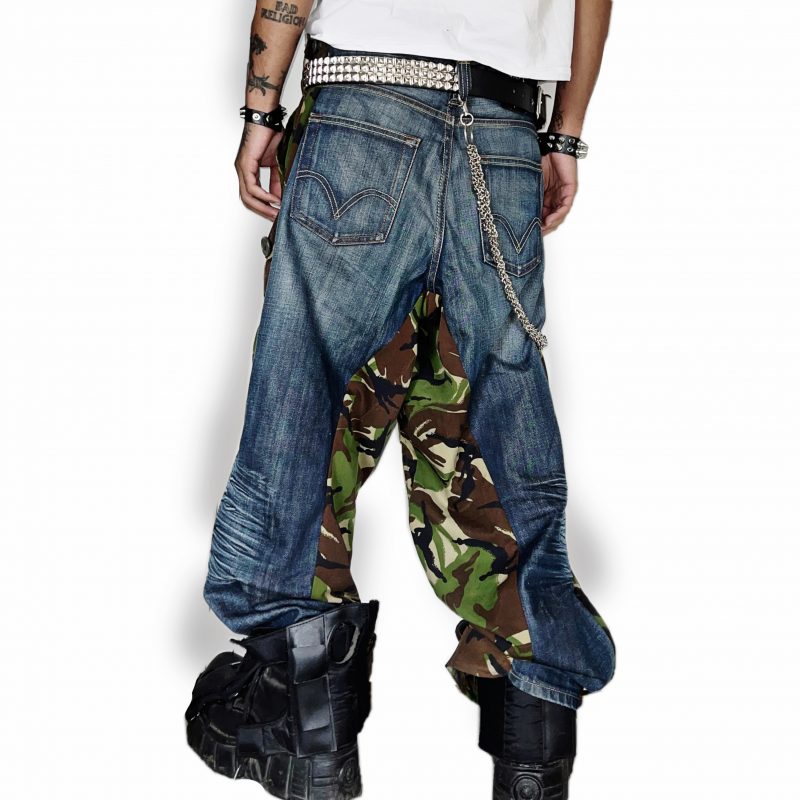 Green camo mixed blue denim – Image 3
