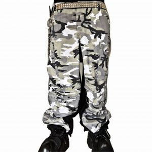 Grey camo pants mixed denim