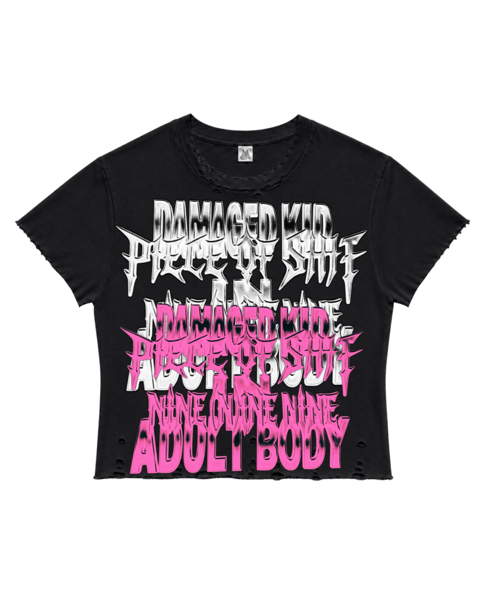 Black damaged kid baby tee