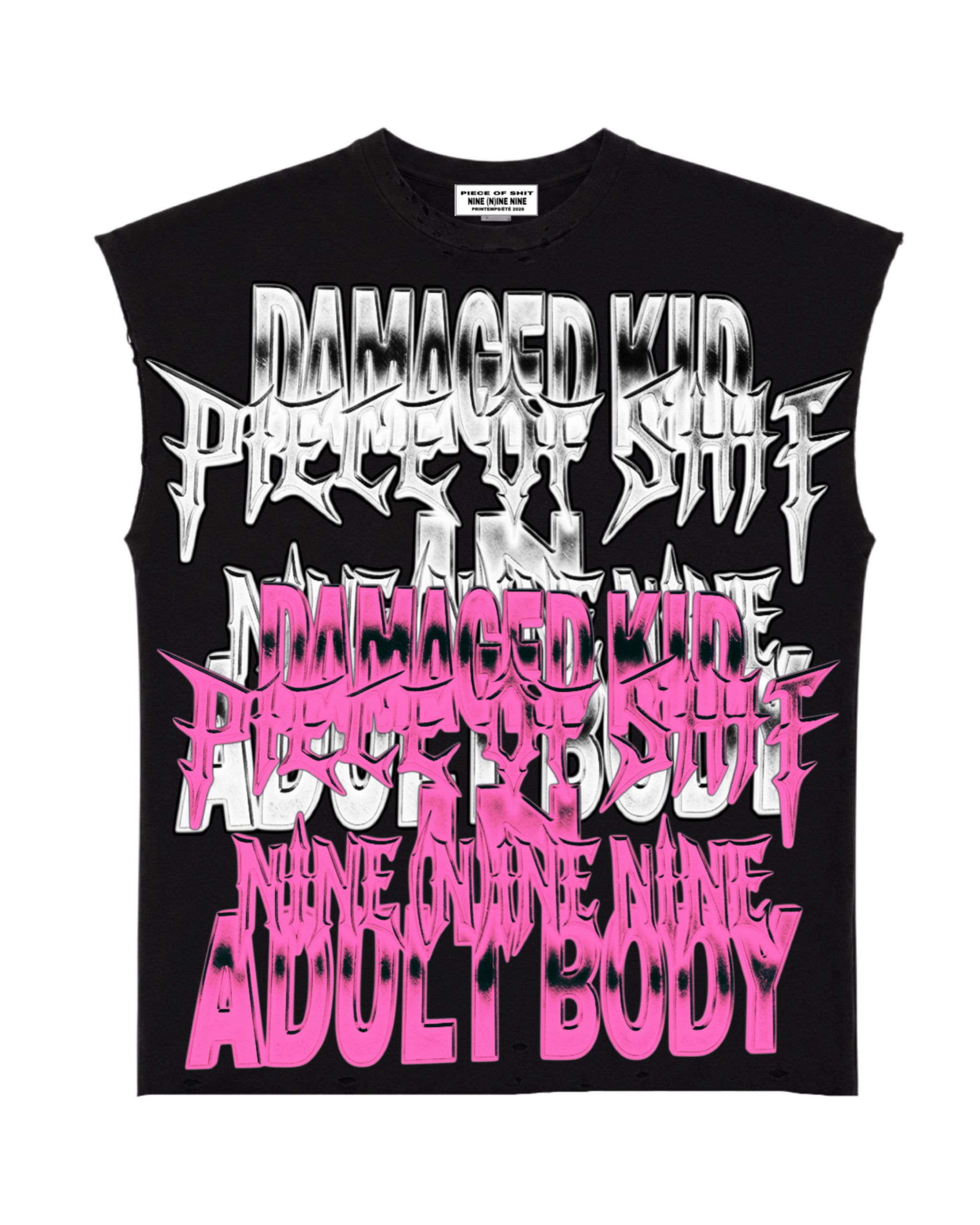 Black damaged kid tank top