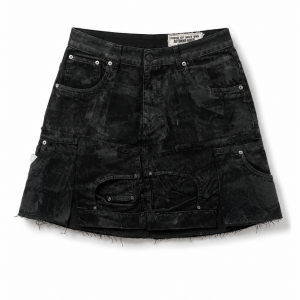Waxed short effect skirt